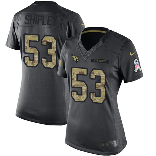 Women's Limited A.Q. Shipley Nike Jersey Black - #53 2016 Salute to Service NFL Arizona Cardinals